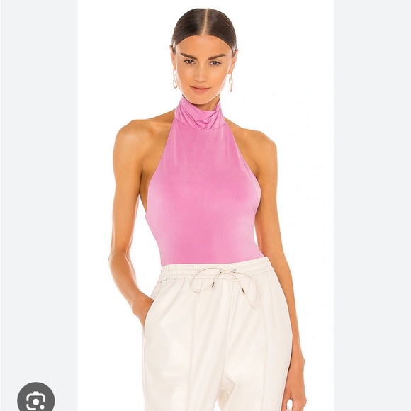 NWT-Jonathan Simkhai Torrance Eco-Jersey Bodysuit in ORCHID pink halter bodysuit - Picture 1 of 17